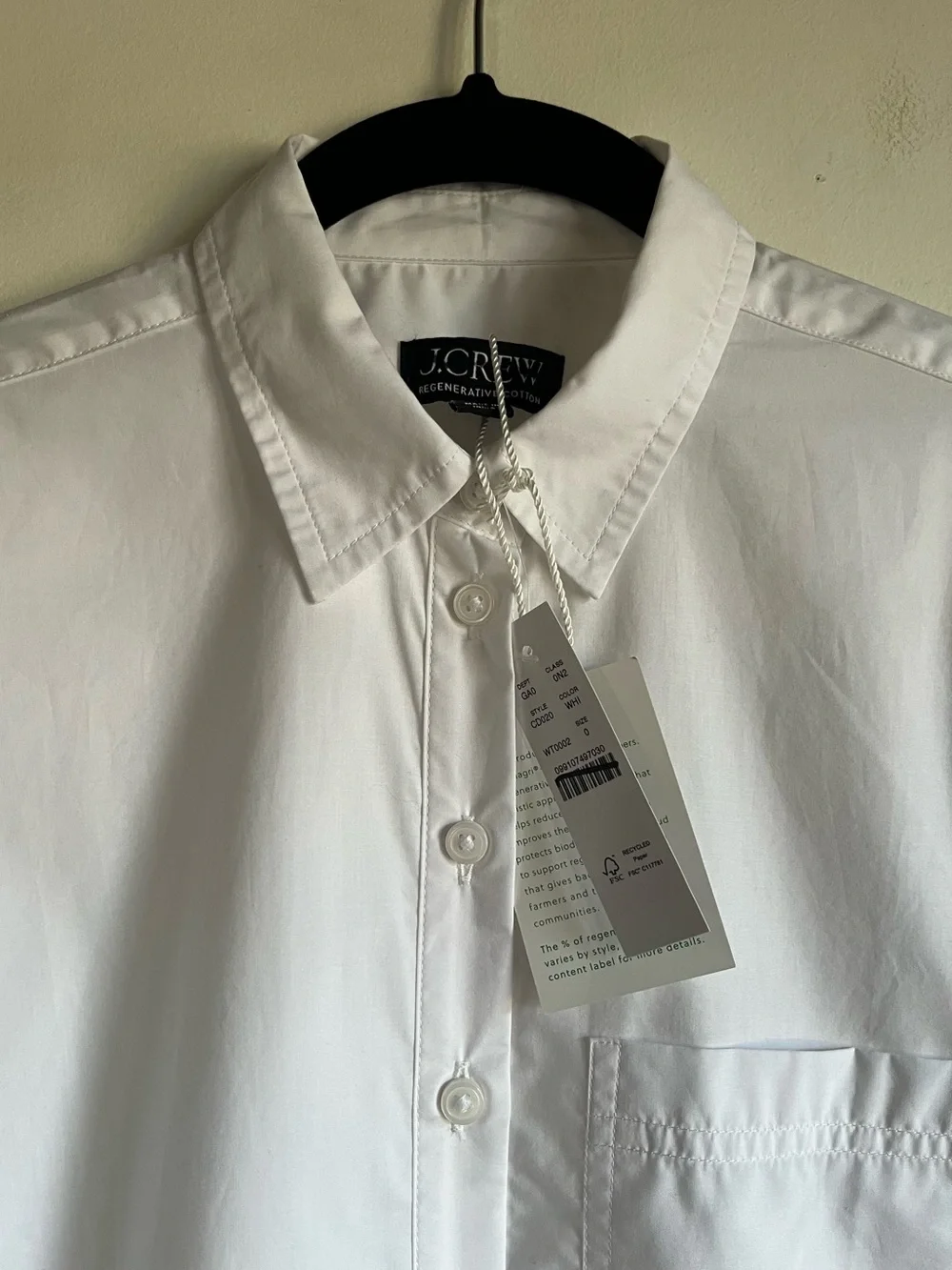 NWT JCrew Cropped Button Up Shirt Size 0 White Regenerative Cotton $118 CD020 - Picture 4 of 14
